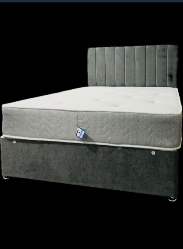 Grey divan small double queen bed 