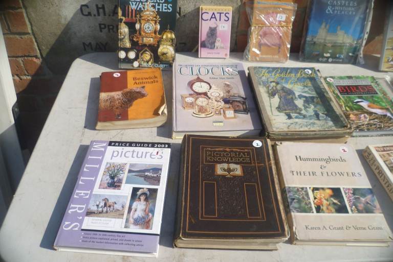 Selection of Vintage and Collectible Books birds cats trains antiques clocks etc 