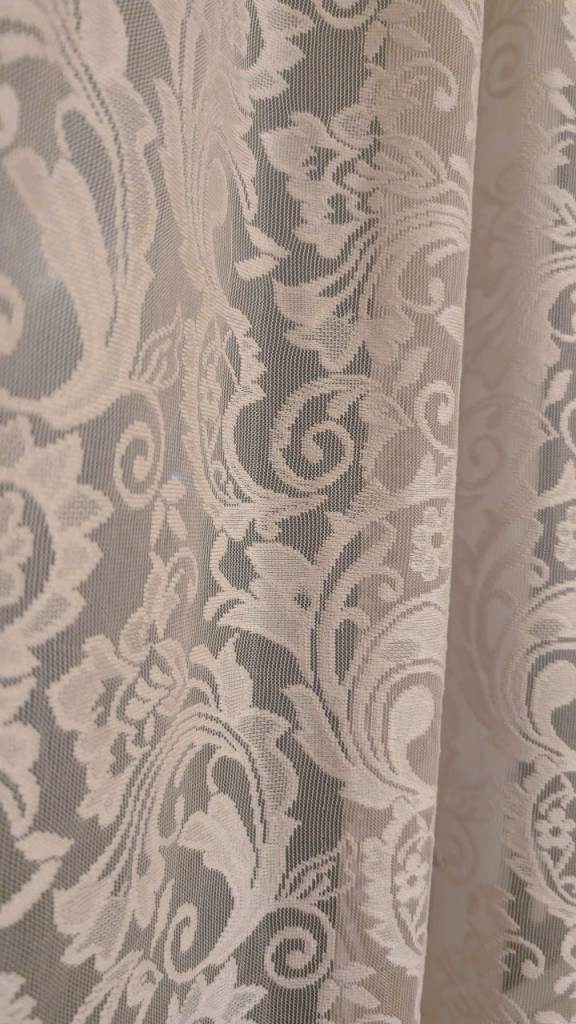 image for Beige Lace Sheer Curtains – 2 Panels – 54”x90” – Excellent Condition
