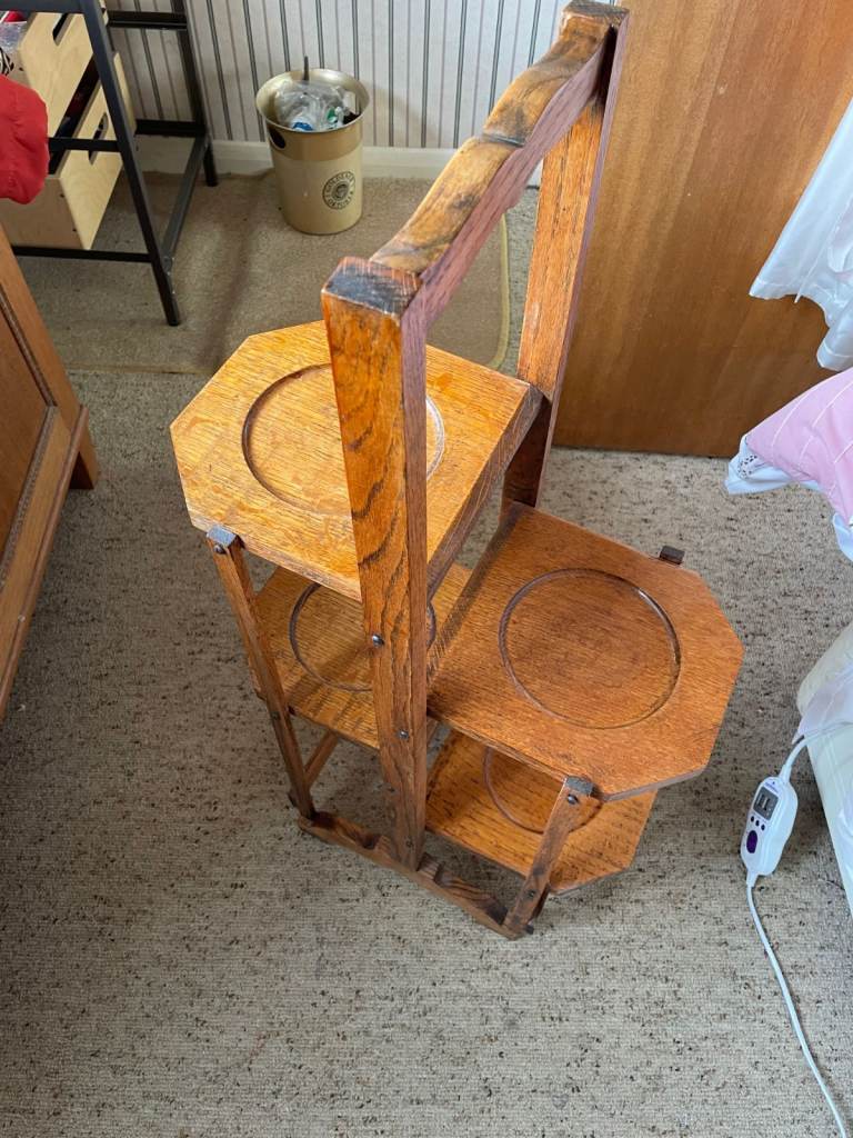 Art Deco / Victorian Oak Folding Cake Stand