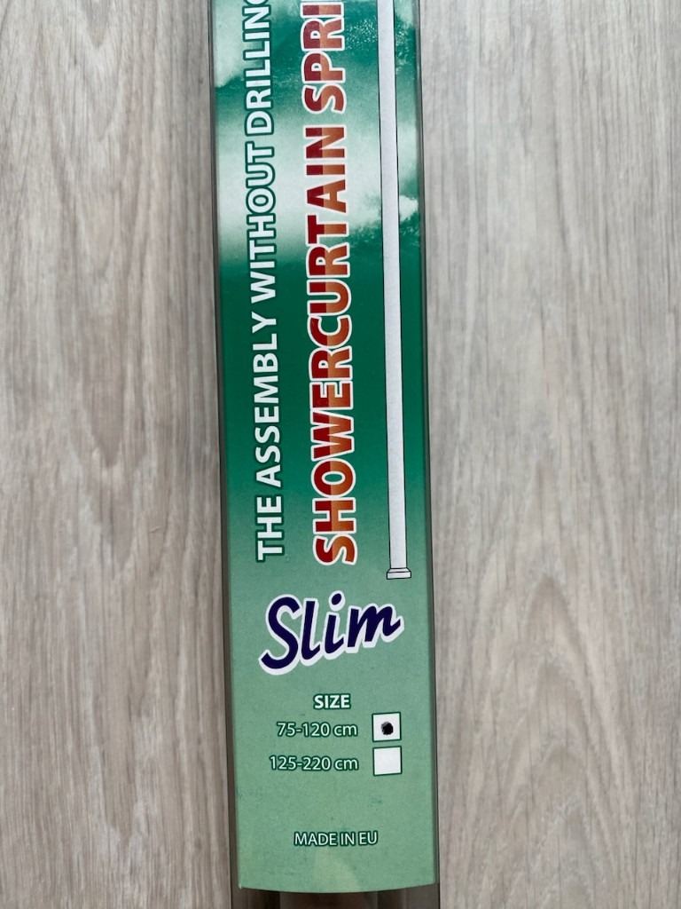 Shower curtain, spring rod, slim, brand new, size is detailed in photos