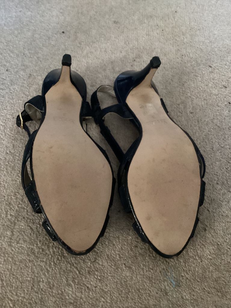 Navy patent shoes/sandals