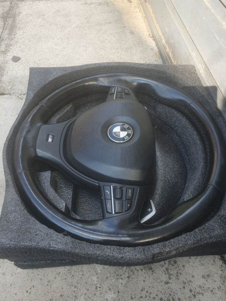  BMW 5 SERIES F10 F11 LCI 520D MSPORT 2010-2017 BLACK LEATHER STEERING WHEEL & AIRBAG 