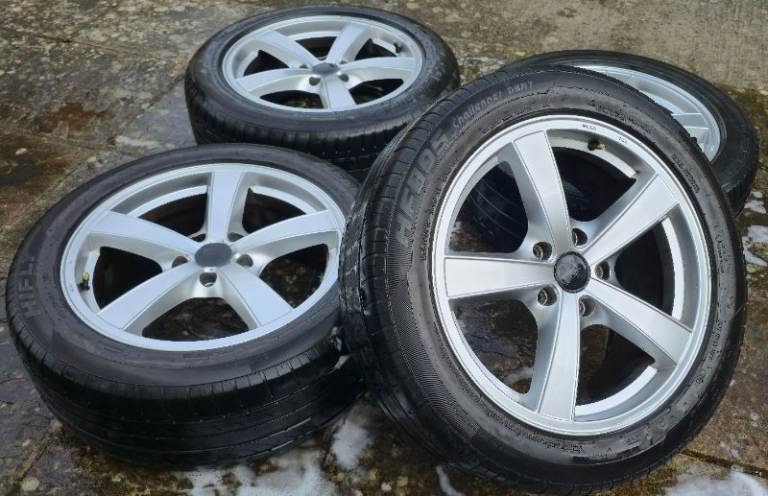 18" VOLKSWAGEN T5 T6 VAN TRANSPORTER DIEWE TRINA 5 SPOKE SILVER WHEELS WITH TYRES 5x120 8J GERMANY