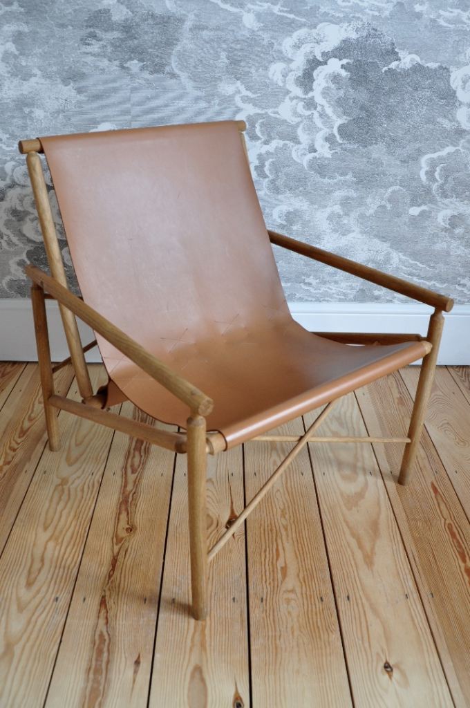 Heals Ease Armchair Fireside Chair by Gareth Neal for Amura Oak Frame Leather