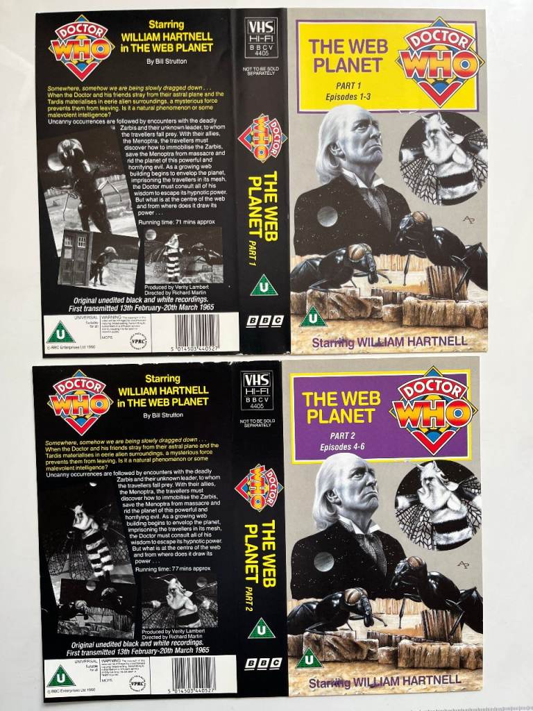 VHS VIDEO SLEEVE X 2 - DOCTOR WHO - THE WEB PLANET (1965)  - SLEEVES ONLY