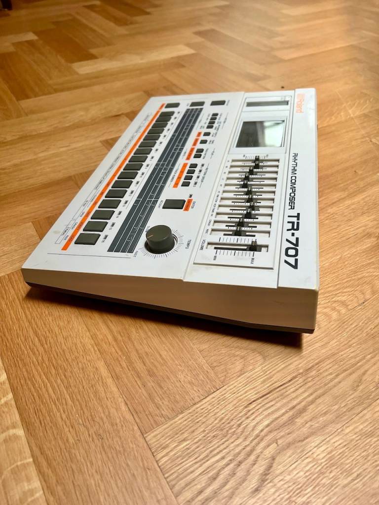 Roland TR-707 Drum machine with both HKA V2 ROM Expansion and Cymbals Board