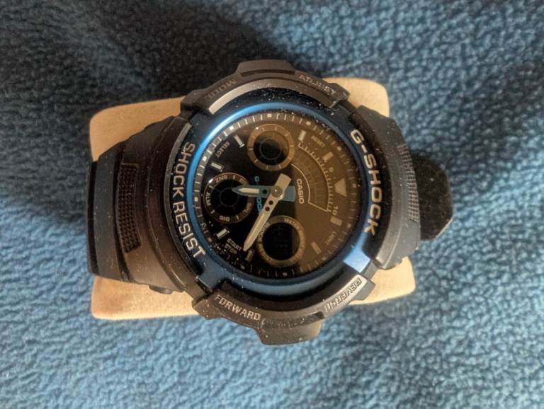 Casio G-Shock Watch – Black with Blue Accents, Good Condition