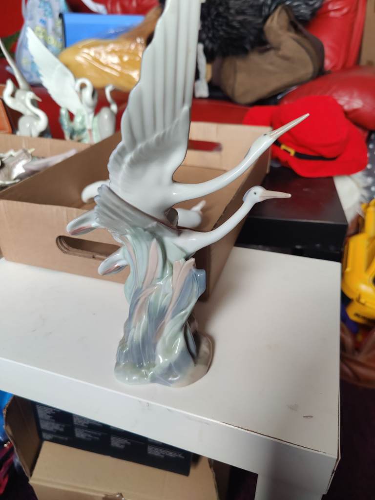 Lovely White Ceramic Crane Figurine
