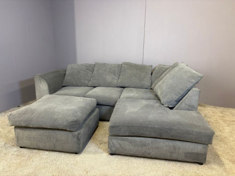 Grey l shape sofa with matching footstool DELIVERY