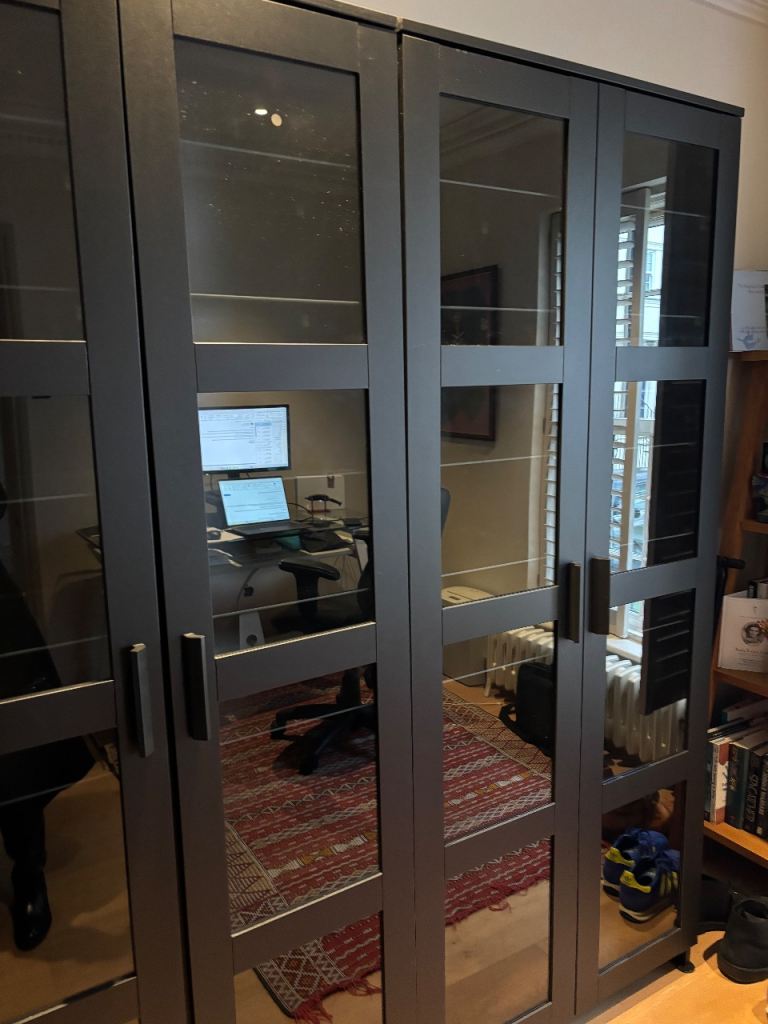 IKEA like new black storage units with glass