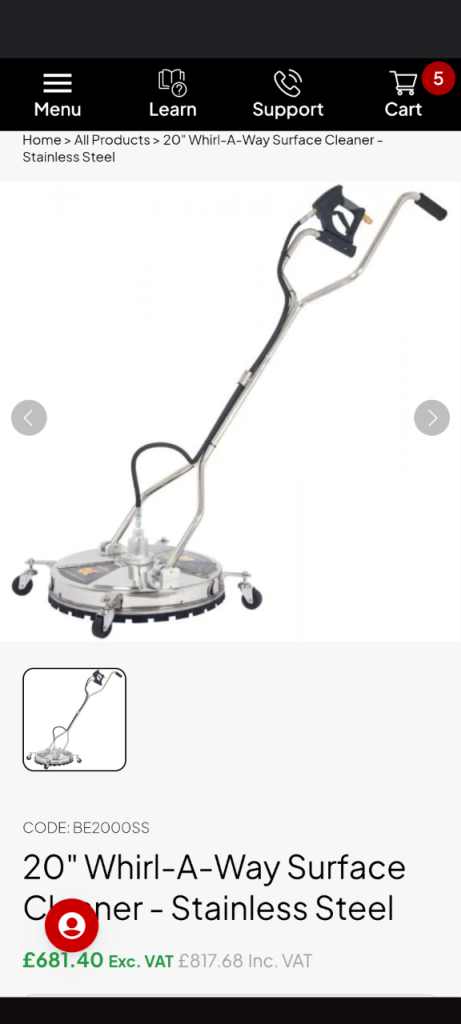 20" Whirl-A-Way Surface Cleaner - Stainless Steel × 1