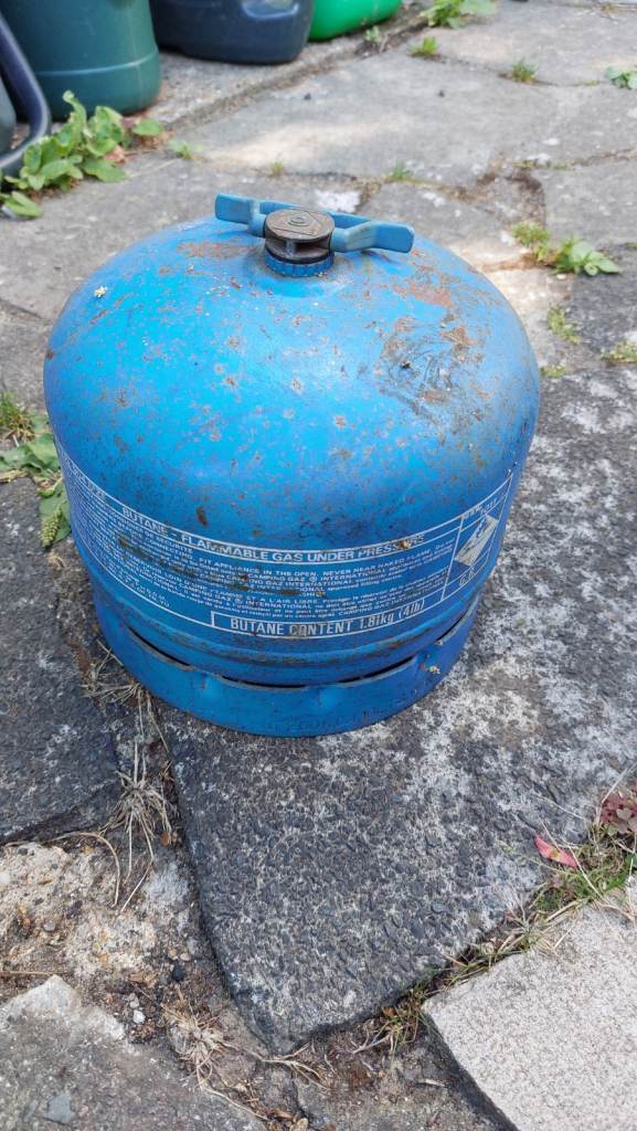 Camping items 907 904 gas bottle. Bike. Walking poles etc