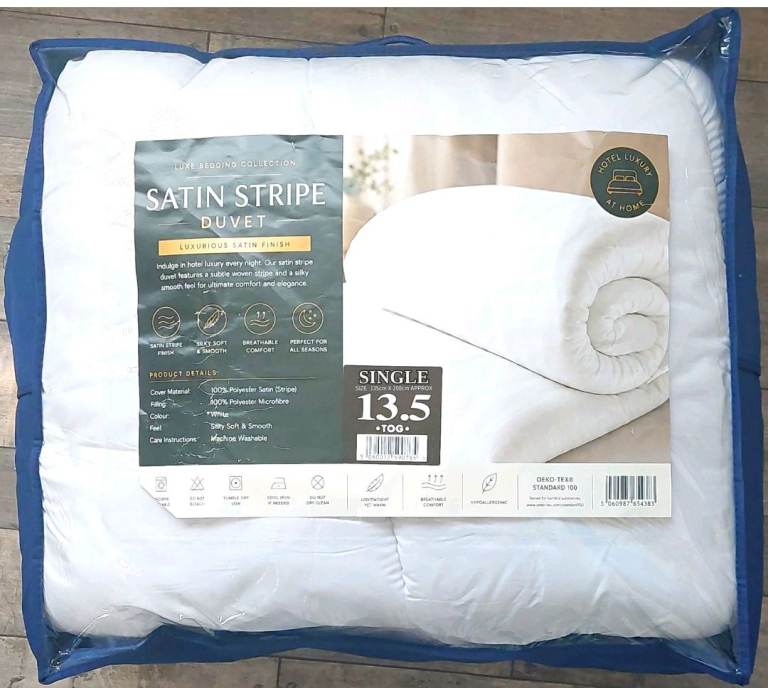 New Single Satin Stripe Duvet 13.5 Tog