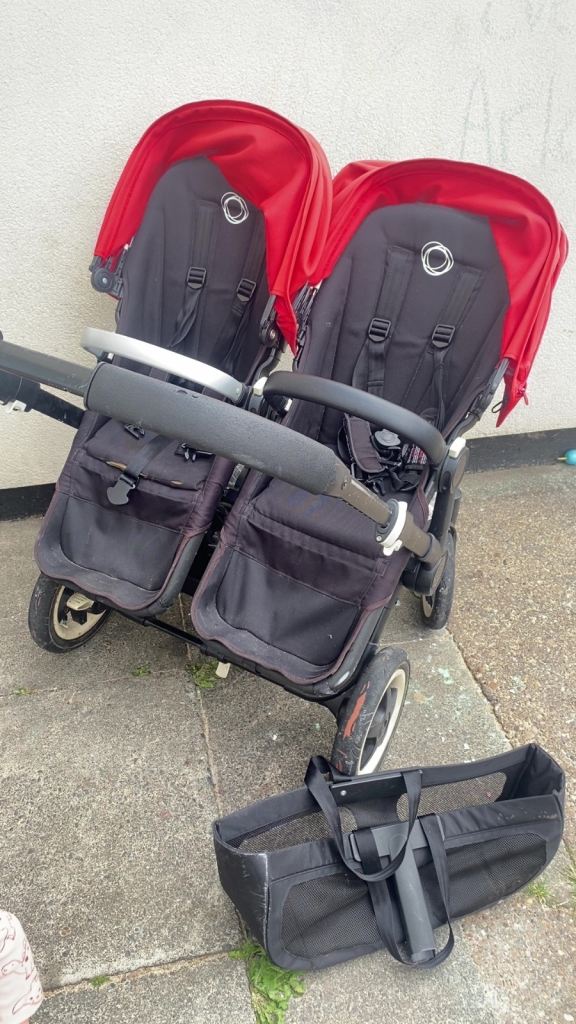 Bugaboo Donkey Twin Pushchair - Red & Black, Good Condition