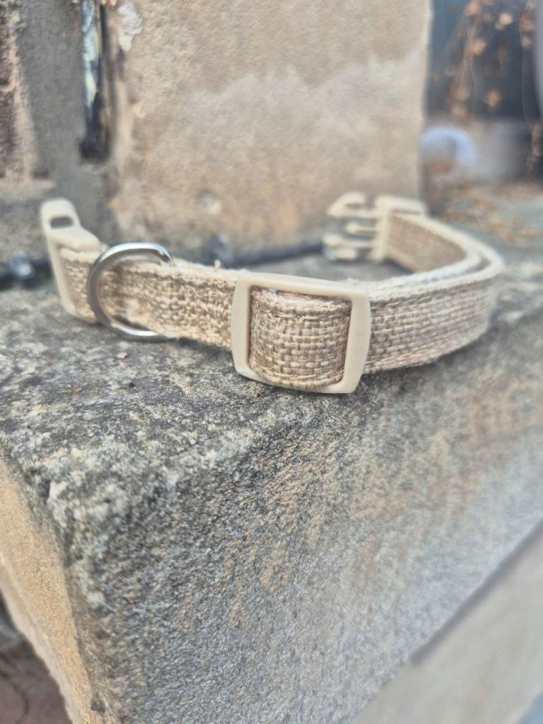 XS Beige Fabric Dog Collar - Brand New