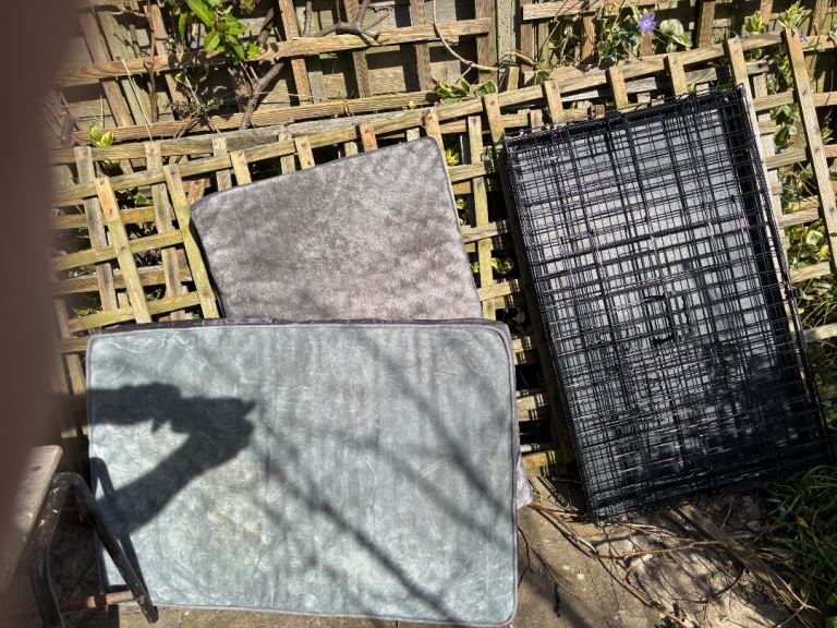 Dog cage and beds