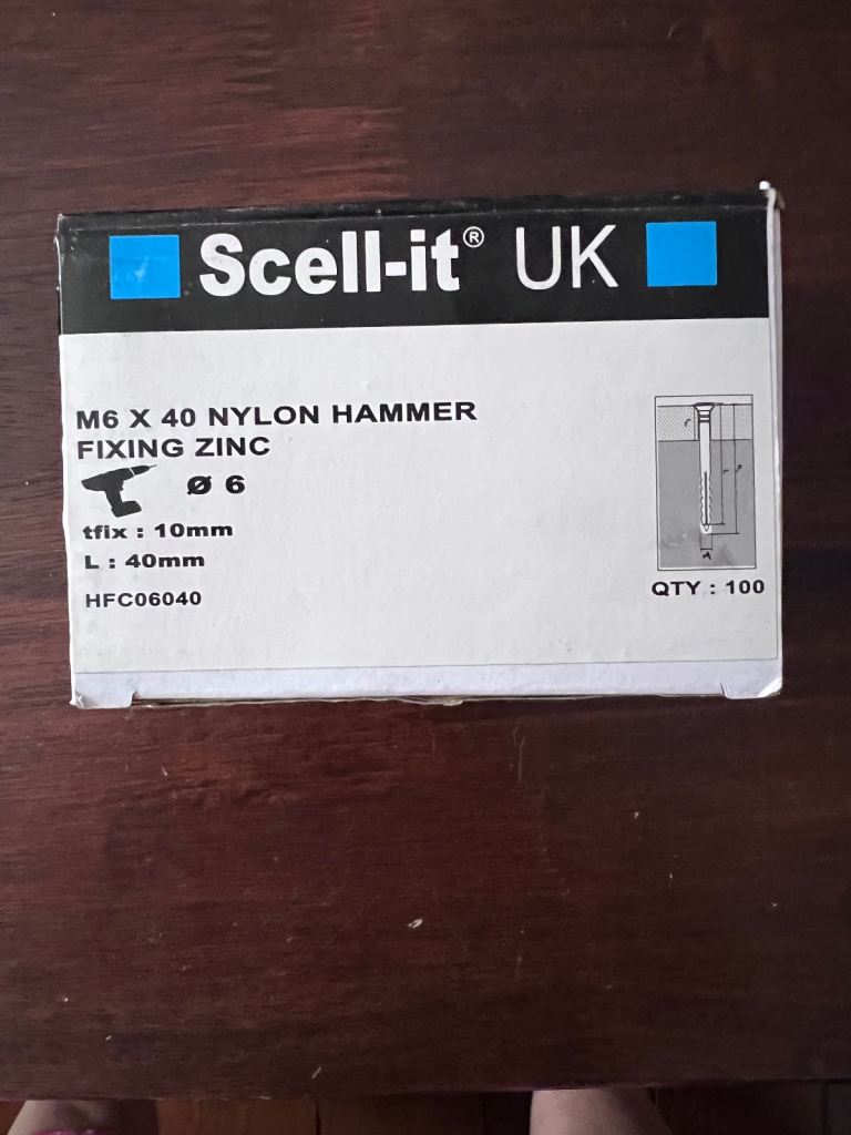Scell-it UK M6 x 40 Nylon Hammer Fixing Zinc - Box of 100