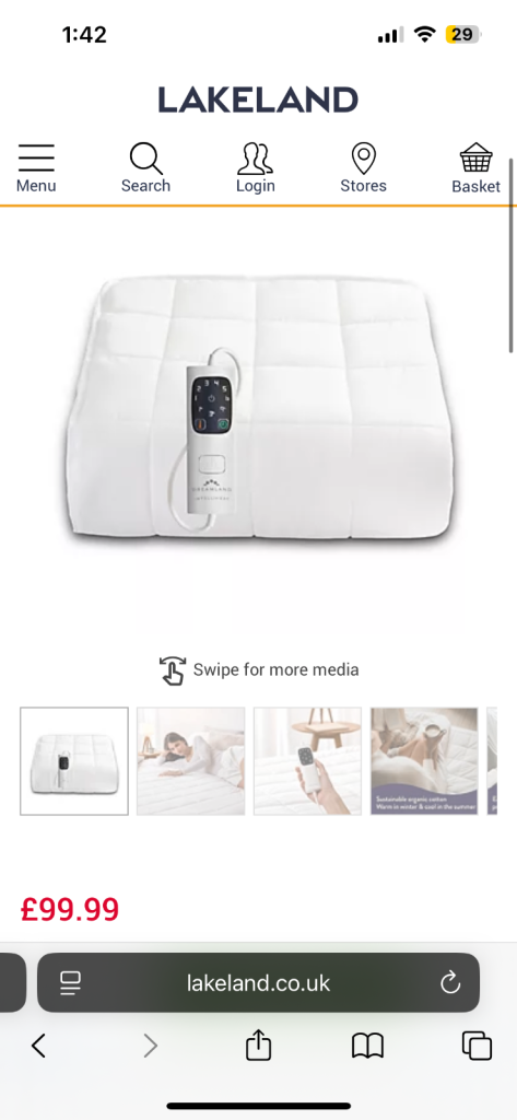 Dreamland starlight single rrp £99 heated mattress protector cover 