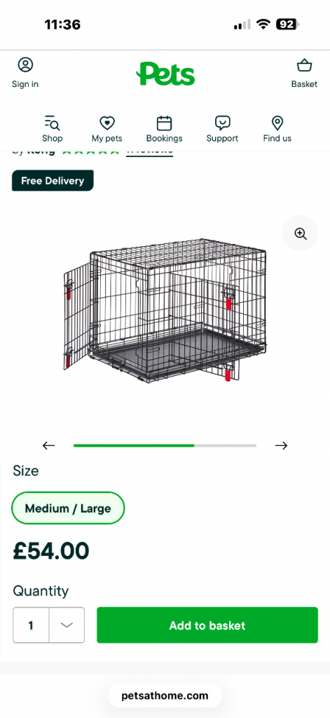 Kong dog crate for medium sized dog