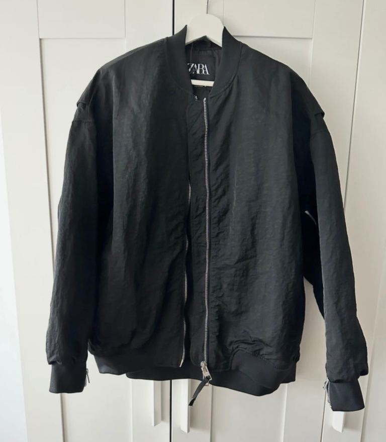 ZARA Black Aviator Bomber Jacket (EU L) Excellent Condition DELIVERY ONLY