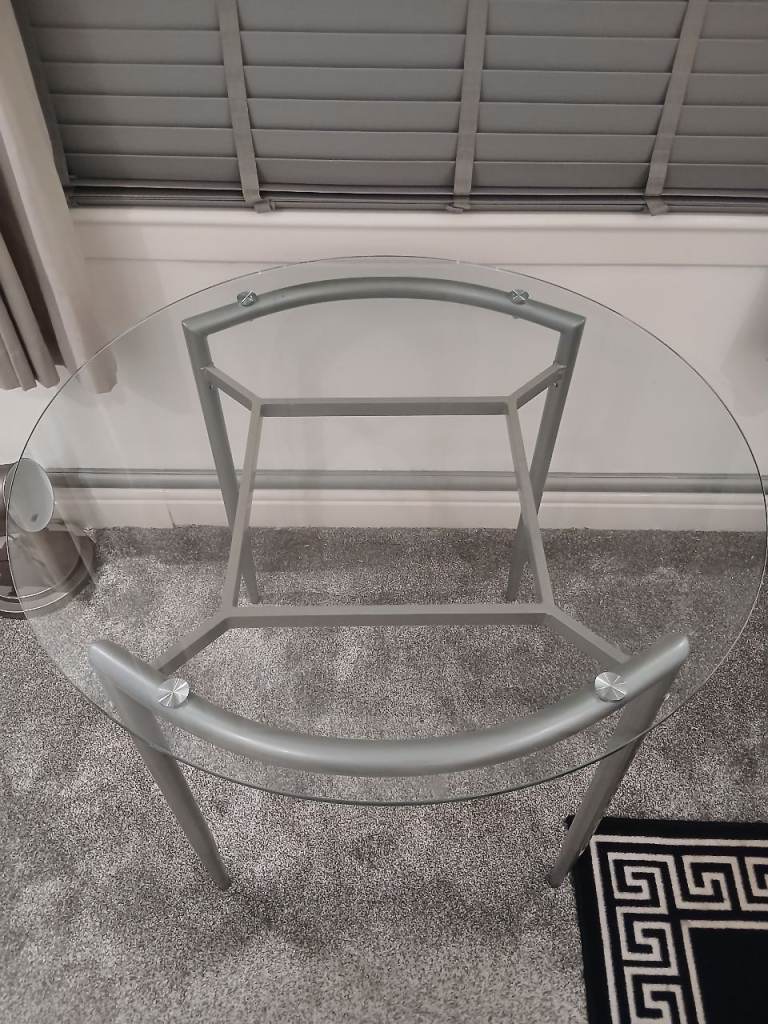 Glass and Metal Dining Table 