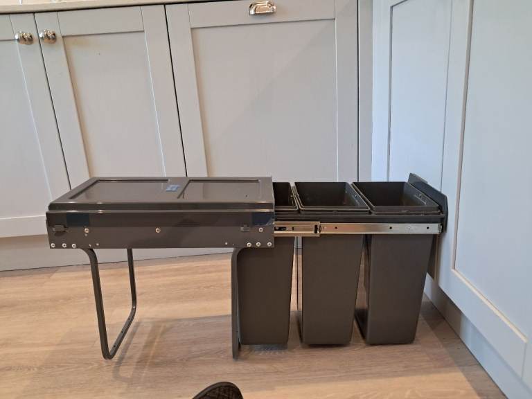 HAFELE Intergrated three tier kitchen bins.
