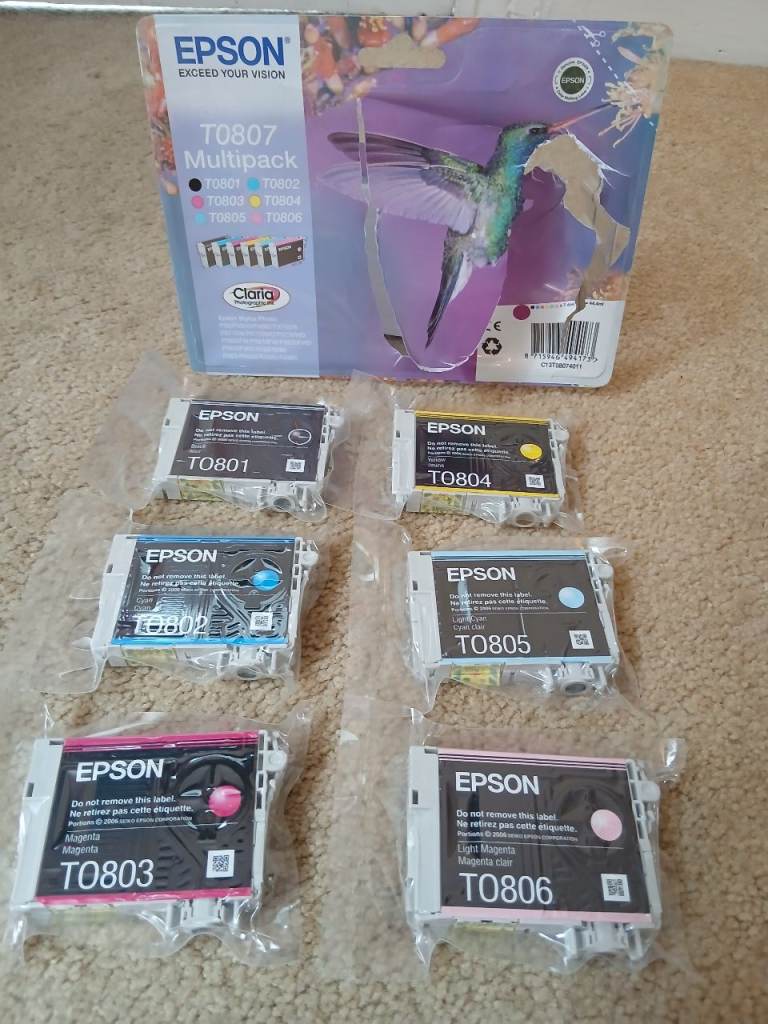 13 GENUINE UNUSED EPSON PRINTER CARTRIDGES – ONLY £15 includes Multipack T08077 & 7 extra cartridges