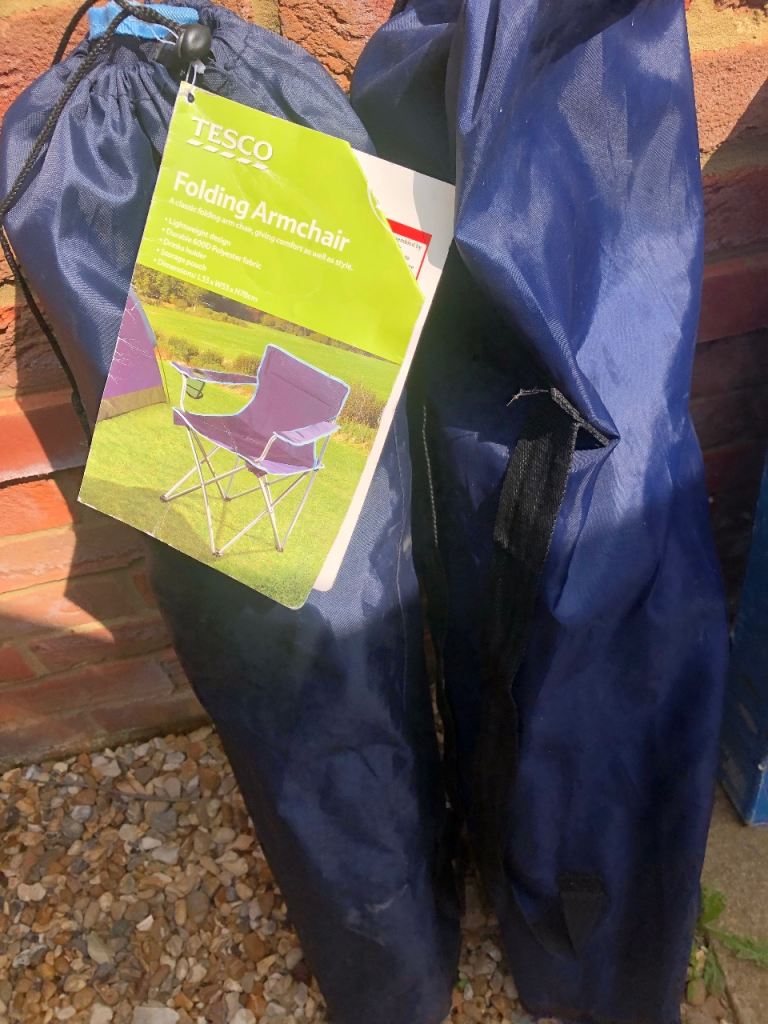 TESCO Folding Garden Armchair – Brand New, Navy Blue