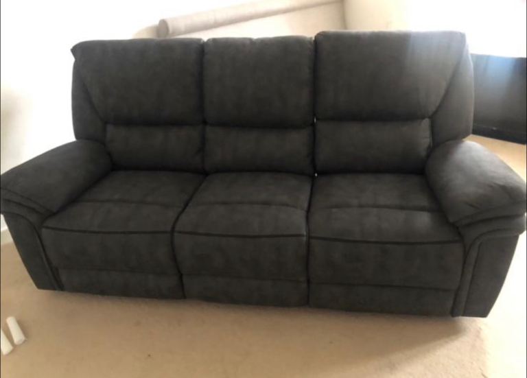 Leather 3 Seater & 2 Seater Manual Recliners Matching 