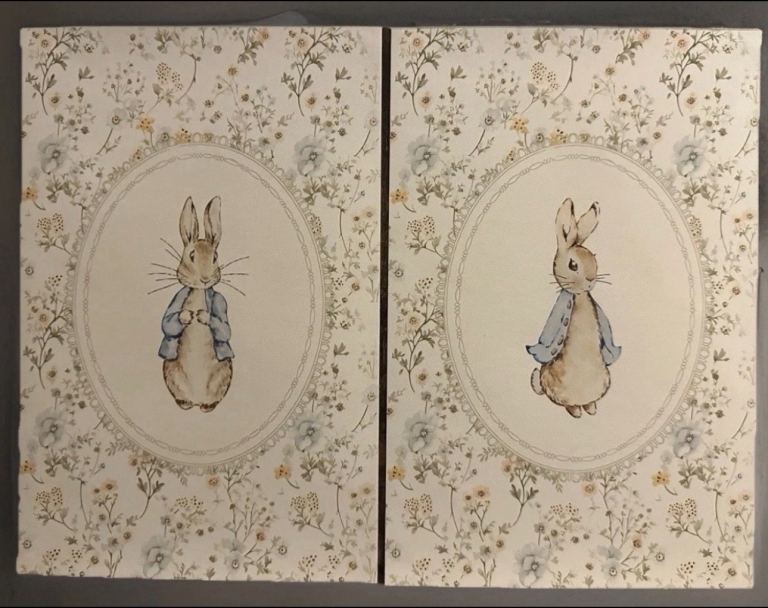 Peter Rabbit Nursery Canvas Prints – Set of 2 (20×30cm) – Soft Neutral Style