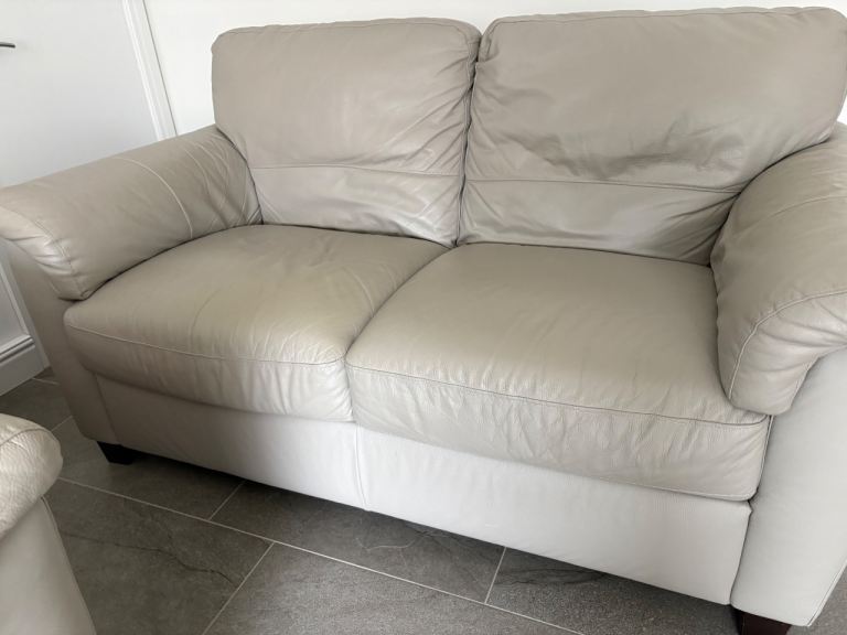 2 x 2 seater grey leather sofas