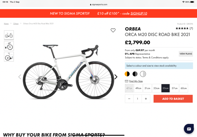 ORBEA 2019 road bike ( very light weight ) carbon frame 