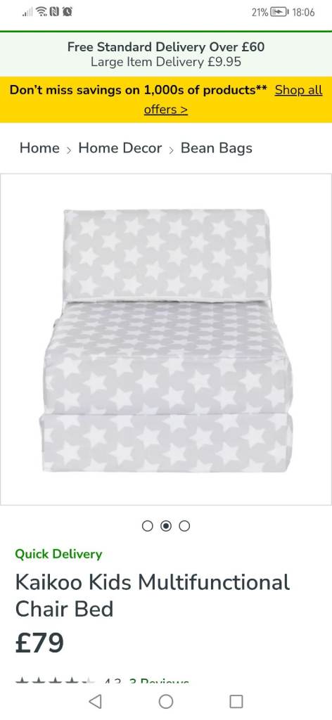 Brand new, kids fold up chair bed, back for sale due to time wasters 