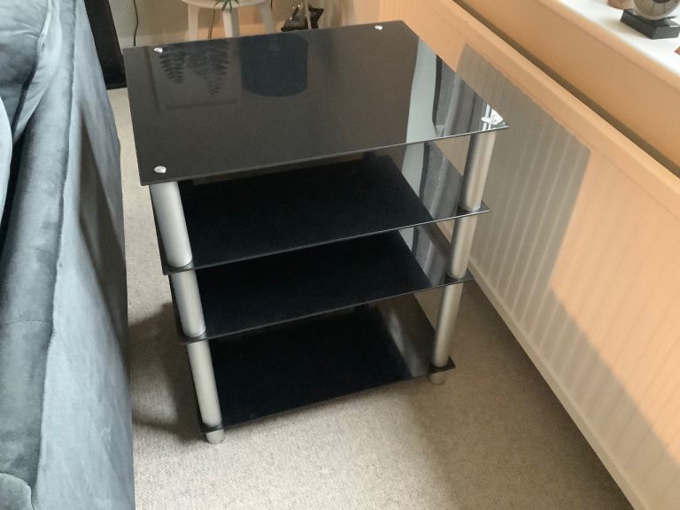 Black glass 4 tier Hi Fi Stand in excellent condition £25 ONO