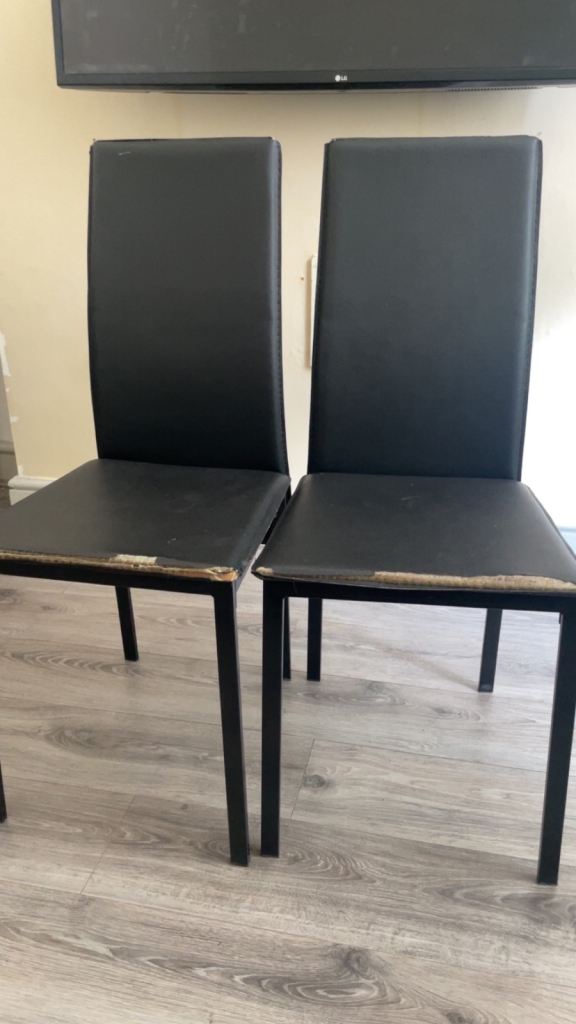 6 Dining Chairs – Faux Leather, Fair Condition