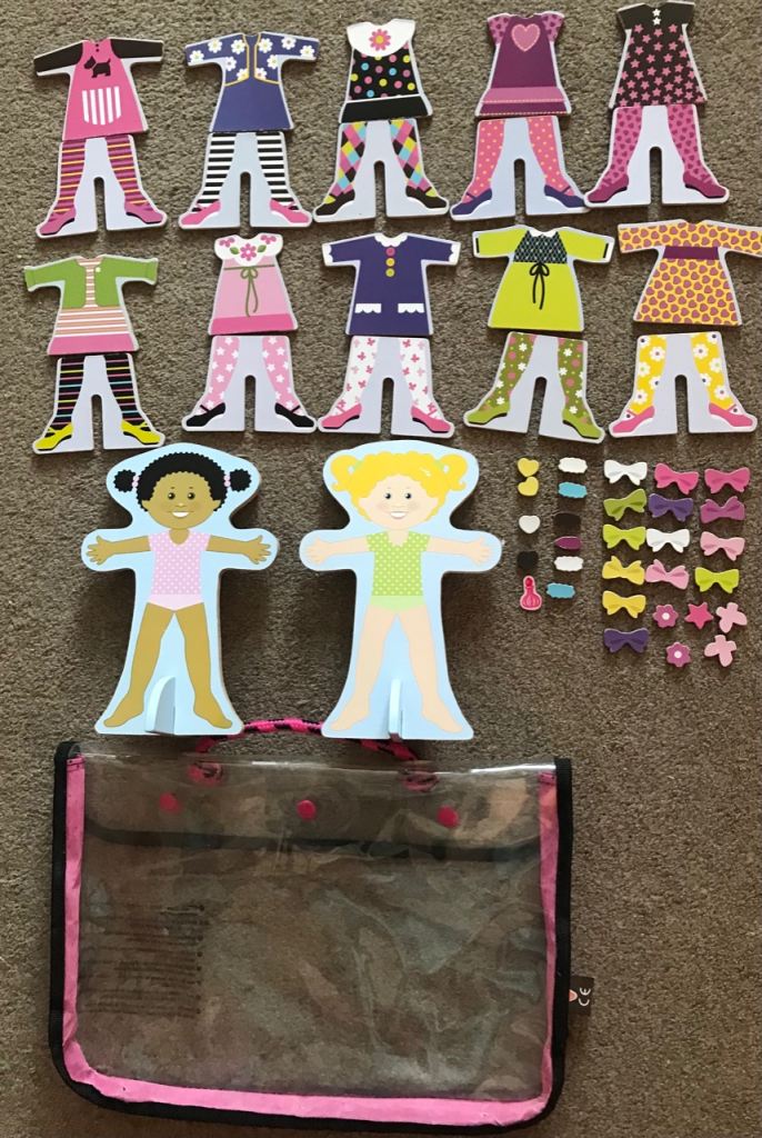 Wooden Magnetic Dress-Up Dolls with Carry Case