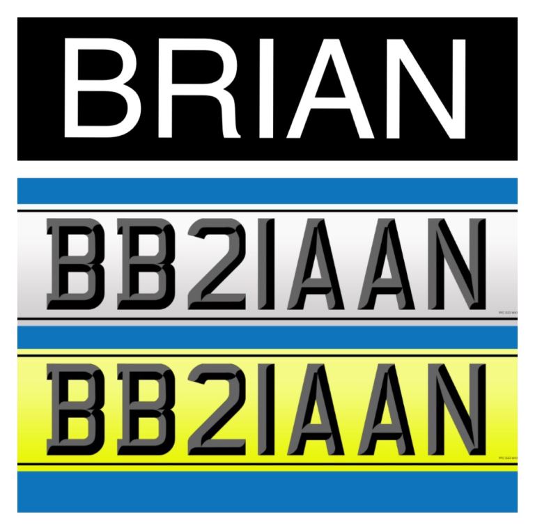 ‘BRIAN’ cherished private number plate, BB21AAN