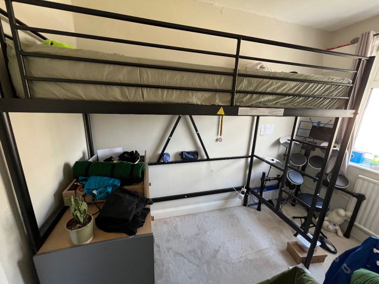 Loft metal bed frame in black