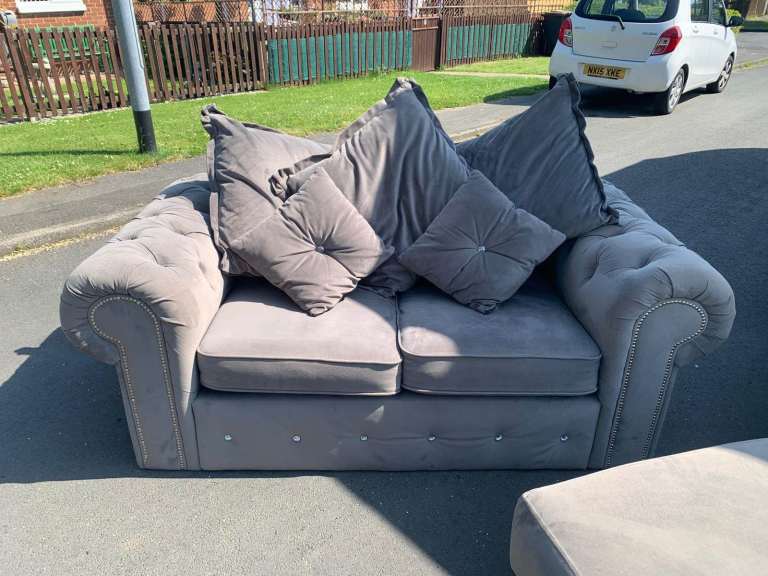  Grey Crushed velvet 2 x 2seater sofas 