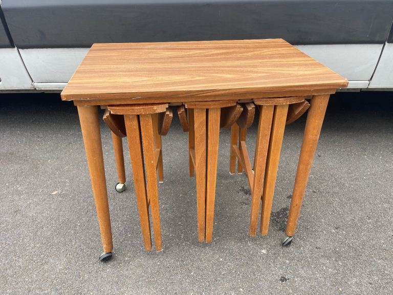 Mid-Century Poul Hundevard Designed Side Table with 3 small drop leaf tables £40