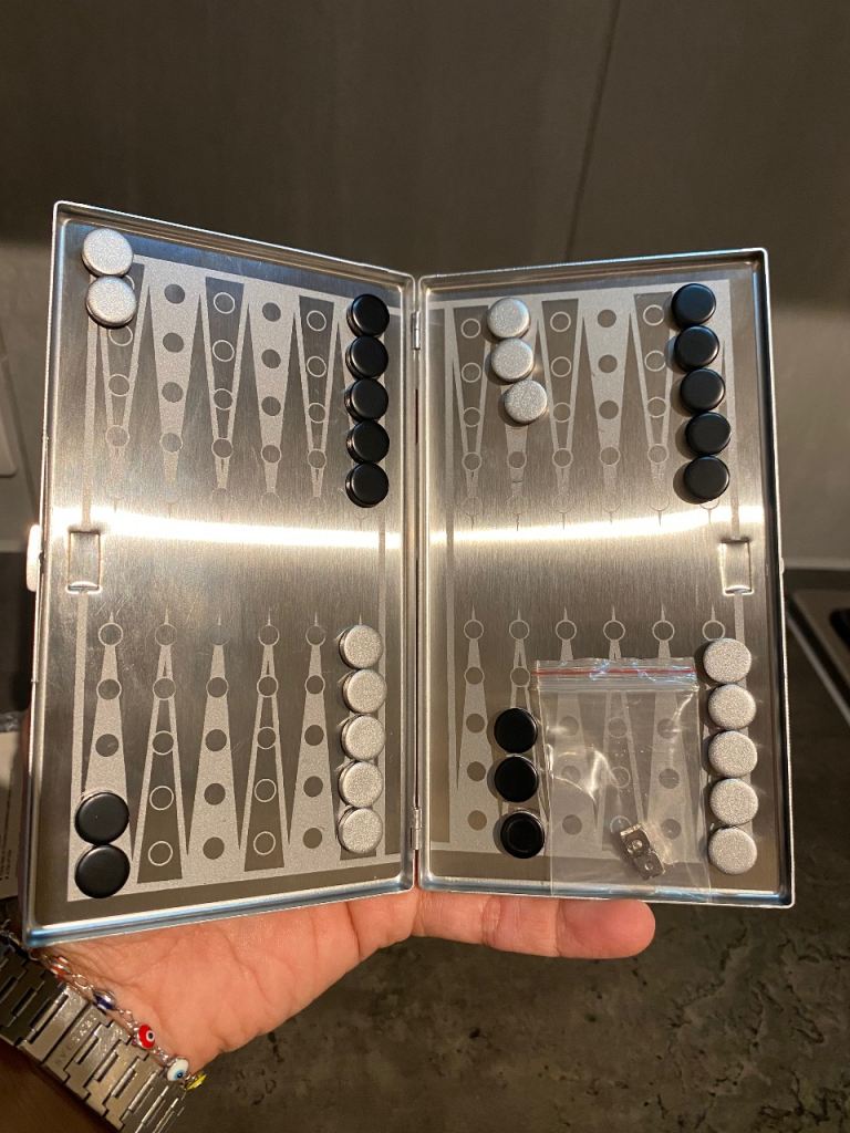 Portable Metal Magnetic Backgammon Set