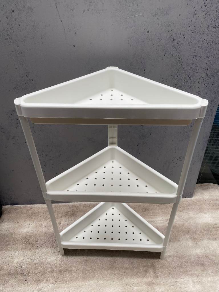 White 3-Tier Ikea Corner Shelf Unit - Great for Bathroom or Kitchen