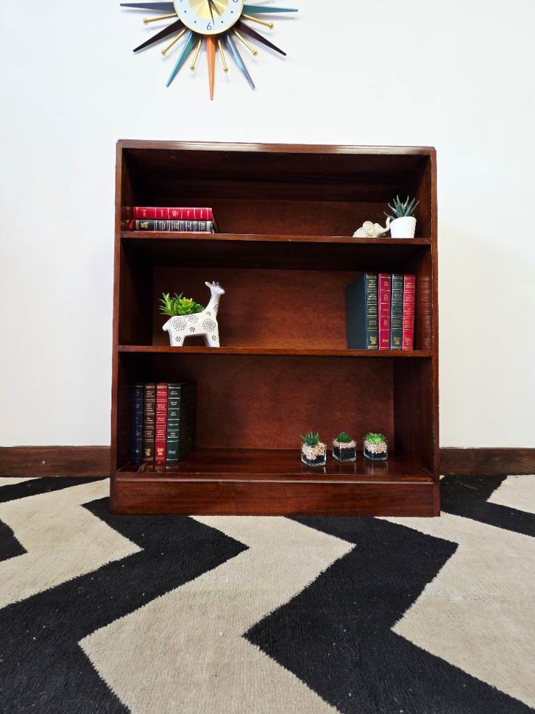 Mid Century Vintage Bookcase | Small Mahogany Bookcase | Retro Display Shelves