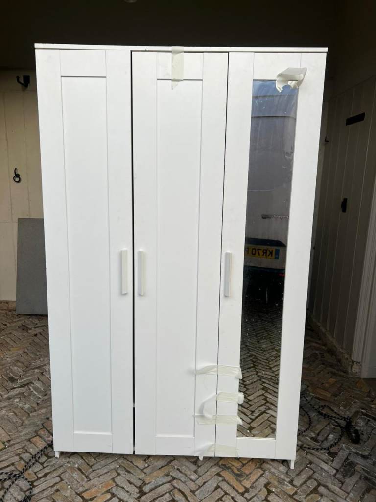 IKEA 3door BRIMNES shelves wardrobe with mirror. 