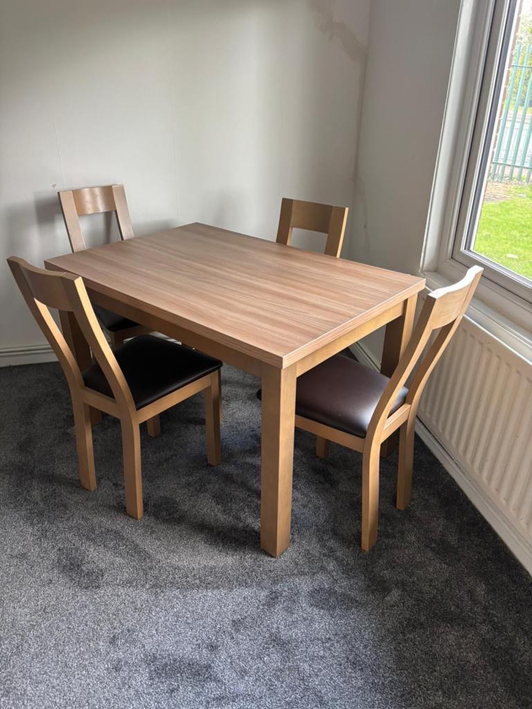 Dining table and chairs with coffee table