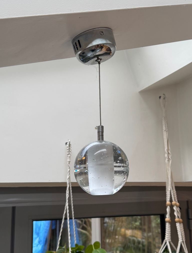 3x Chrome Bubble Glass Pendant Lights – Modern Ceiling Lights – Adjustable – London