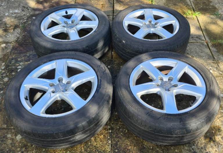 18" OEM AUDI A6 C7 ALLROAD 5 SPOKE SILVER WHEELS 5x112 ET41 CB66.5MM 8J VAG