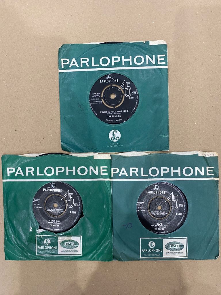 THE BEATLES - 3 x ORIGINAL SINGLES AND SLEEVES