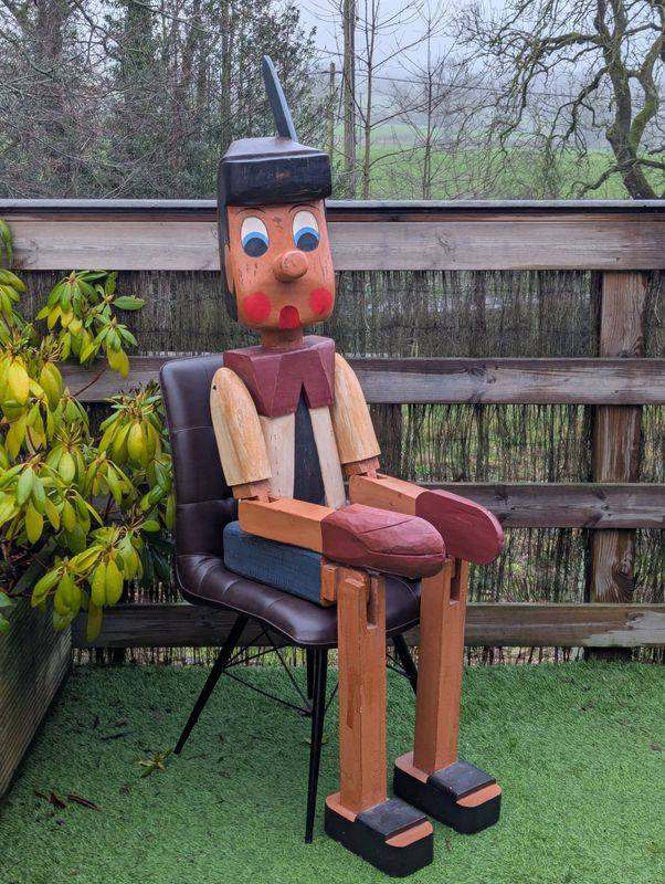 Human size wooden Pinocchio figure